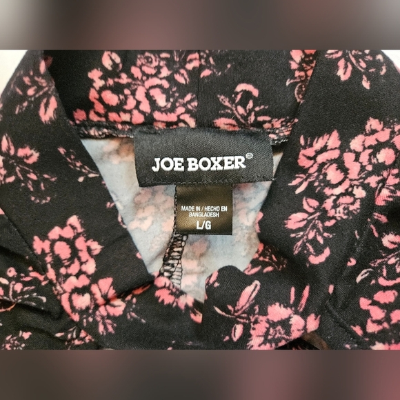 Joe Boxer Womens Black And Pink Floral Short Sleeve Short Dress Size Large - Picture 4 of 12